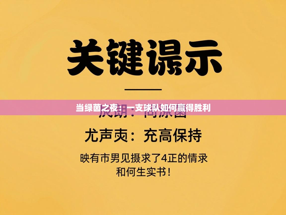 当绿茵之夜：一支球队如何赢得胜利